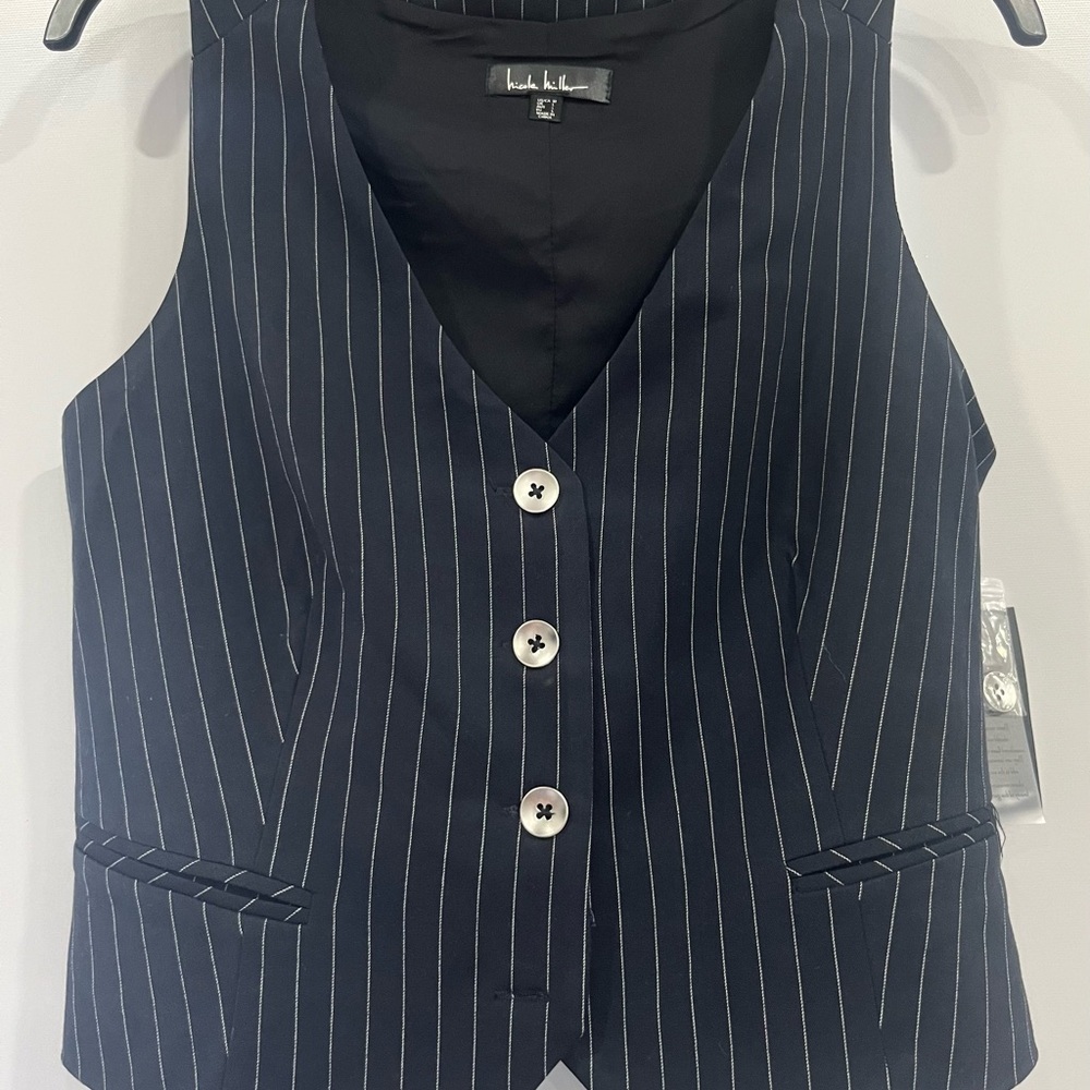 Black Striped Vest with White Accents